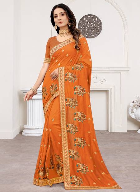 Mustard Colour Vedika New Designer Wedding Wear Stylish Heavy Silk Jari Embroidered Saree Collection 5808